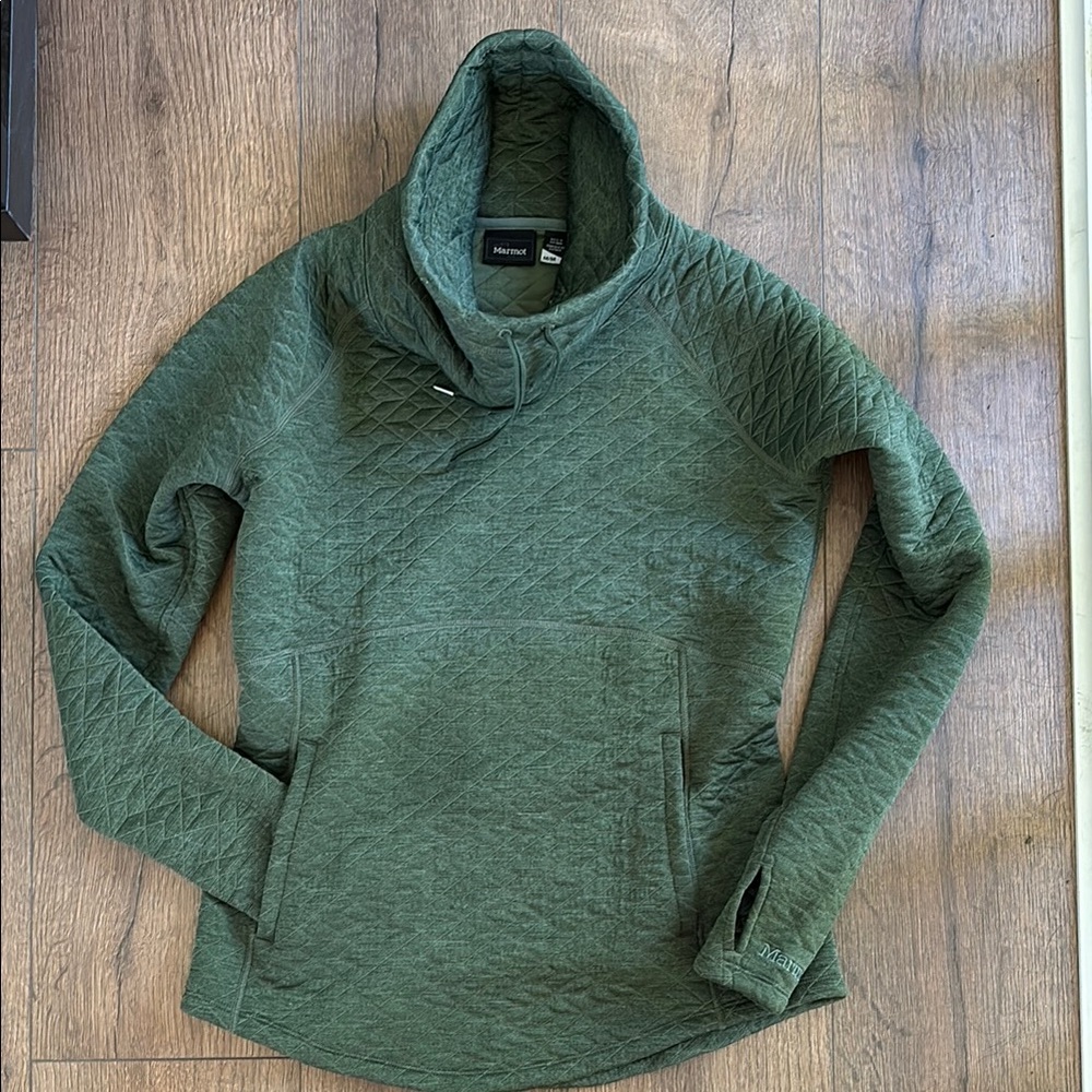 Marmot Green Quilted Pullover Hoodie